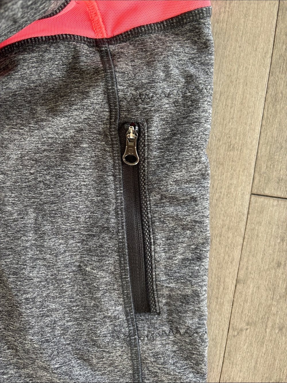 lululemon athletica Charcoal Gray Leggings with Coral Panels - Picture 3 of 11